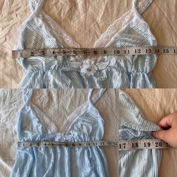 NWT Vintage 70s 80s Baby Blue Pleated Nightgown & Robe Set - Picture 11 of 15